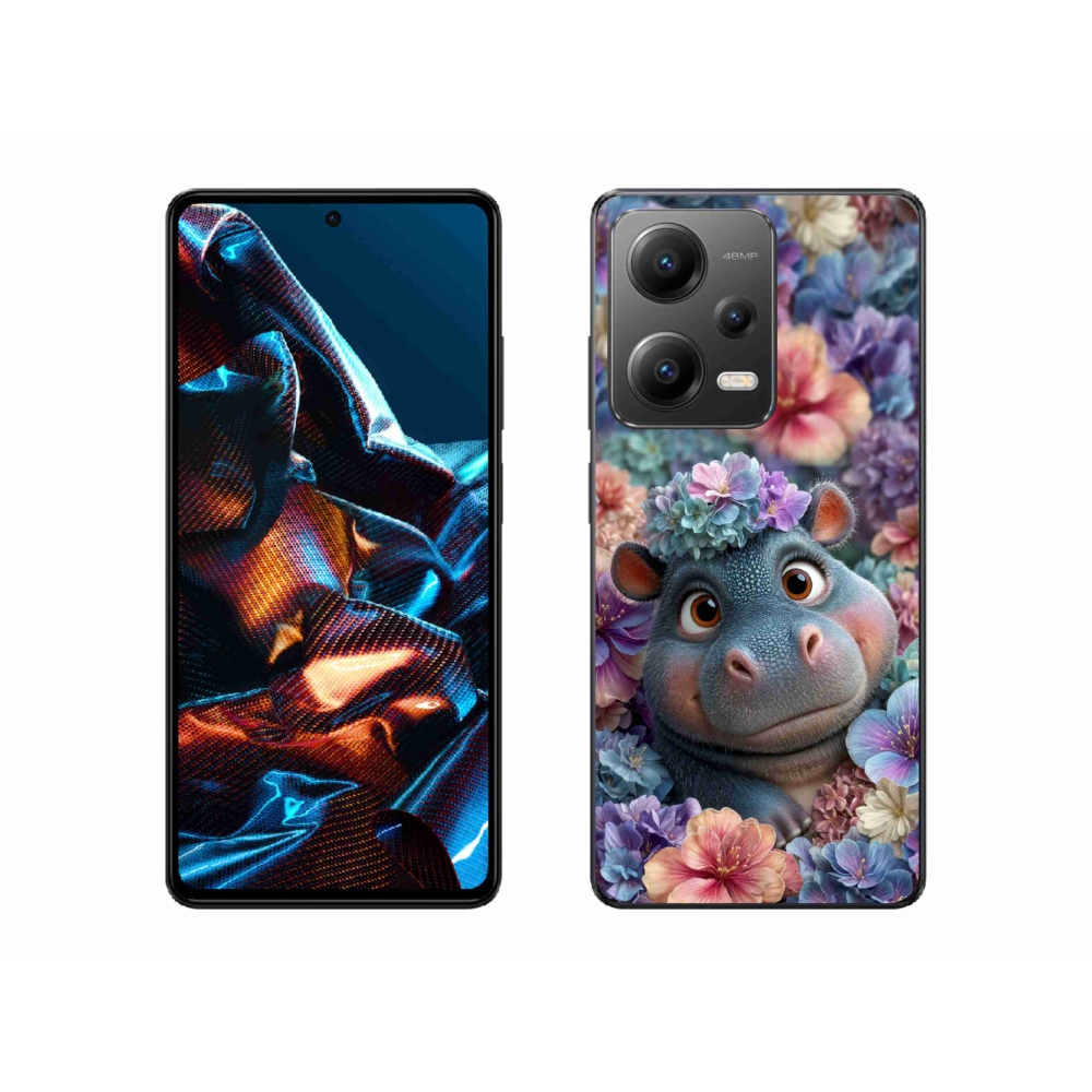 Gélový kryt mmCase na Xiaomi Redmi Note 12 Pre 5G - hrošík v kvetoch