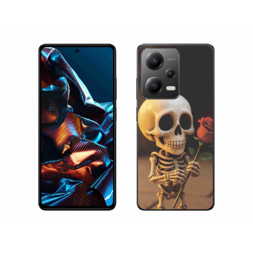 Gélový kryt mmCase na Xiaomi Redmi Note 12 Pro 5G - kostlivec s ružou