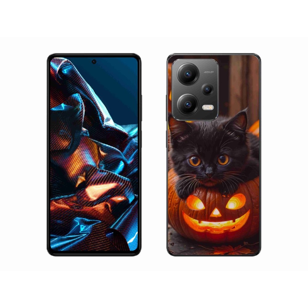 Gélový kryt mmCase na Xiaomi Redmi Note 12 Pre 5G - mačiatko a tekvica