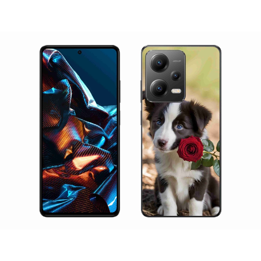 Gélový kryt mmCase na Xiaomi Redmi Note 12 Pro 5G - roztomilá border kólia s ružou