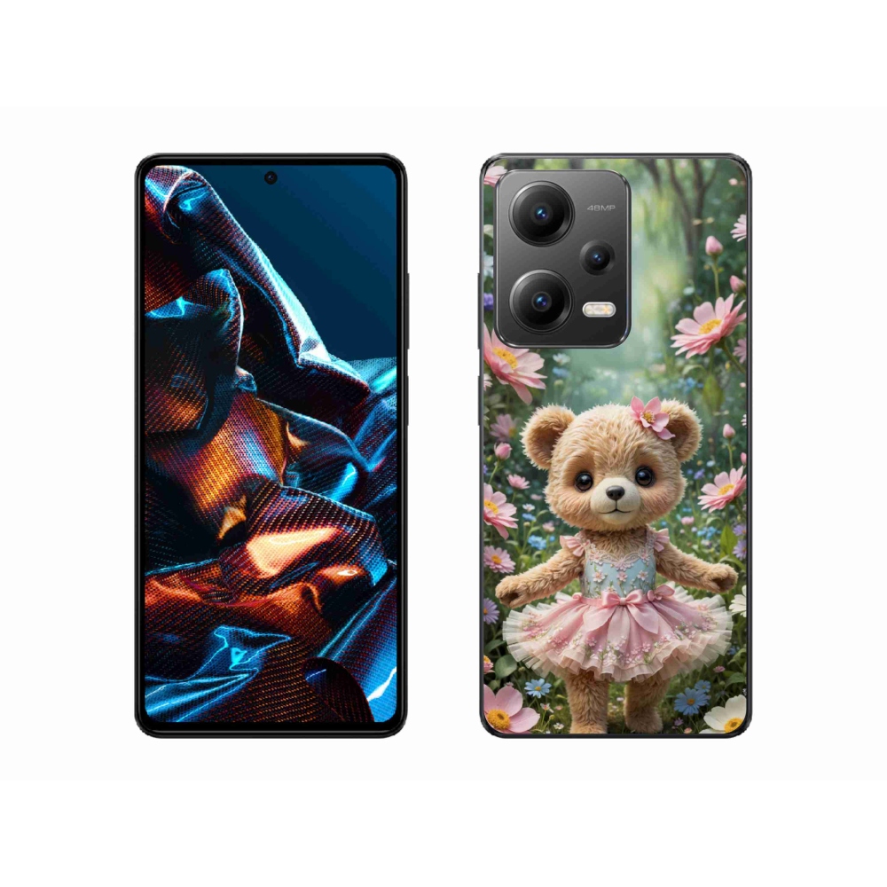 Gélový kryt mmCase na Xiaomi Redmi Note 12 Pro 5G - roztomilý medvedík v kvetoch