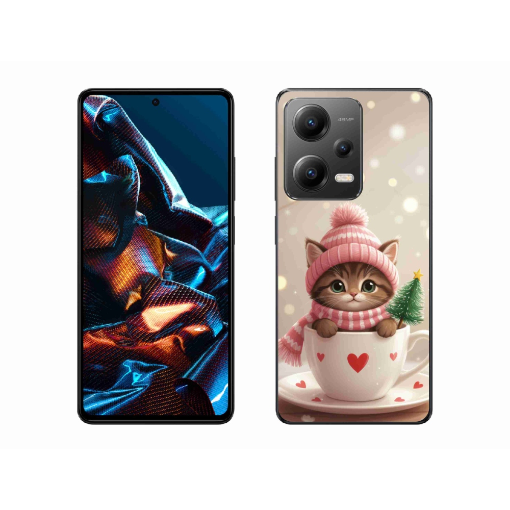 Gélový kryt mmCase na Xiaomi Redmi Note 12 Pre 5G - vianočné mačiatko v hrnčeku
