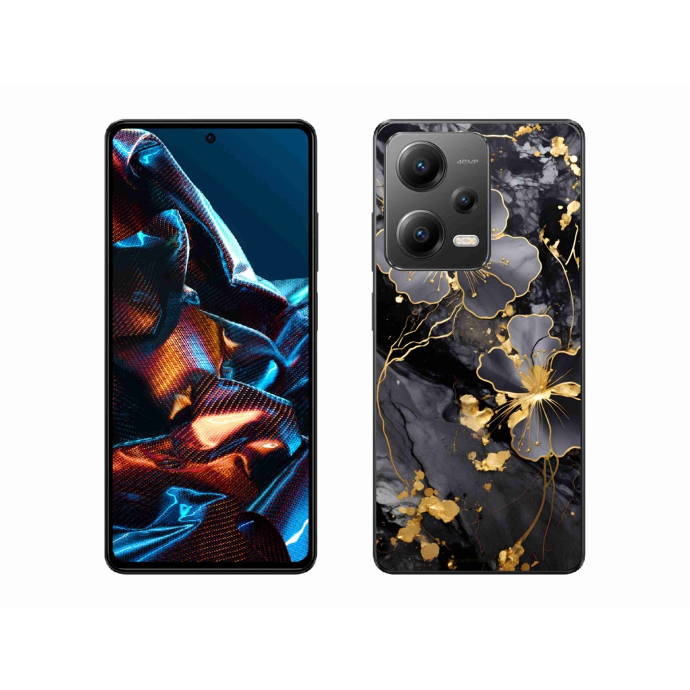 Gélový kryt mmCase na Xiaomi Redmi Note 12 Pre 5G - zlaté kvety