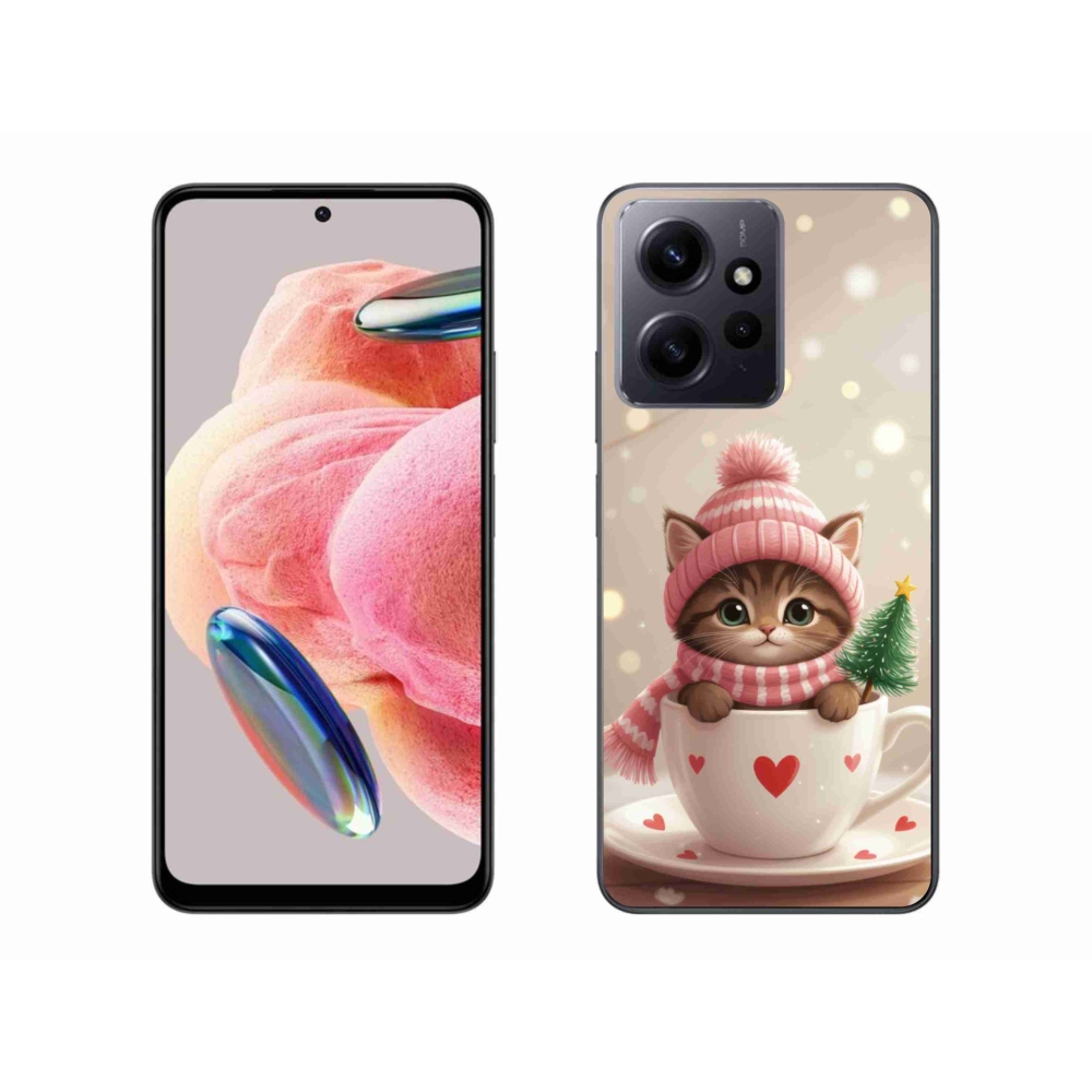 Gélový kryt mmCase na Xiaomi Redmi Note 12 - vianočné mačiatko v hrnčeku
