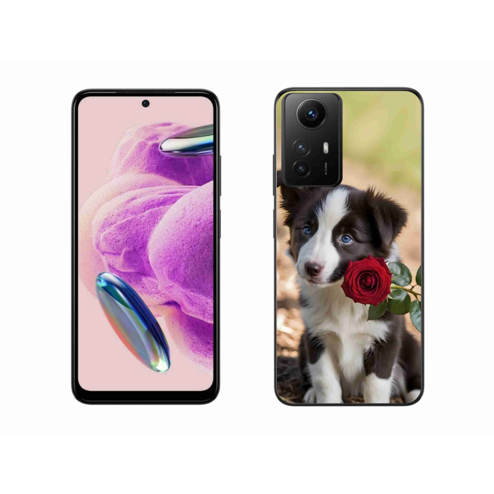 Gélový kryt mmCase na Xiaomi Redmi Note 12S - roztomilá border kólia s ružou