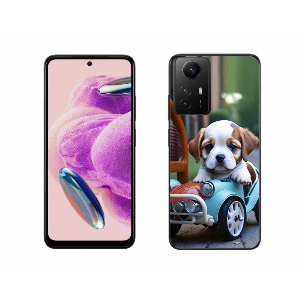 Gélový kryt mmCase na Xiaomi Redmi Note 12S - šteňa v retro aute