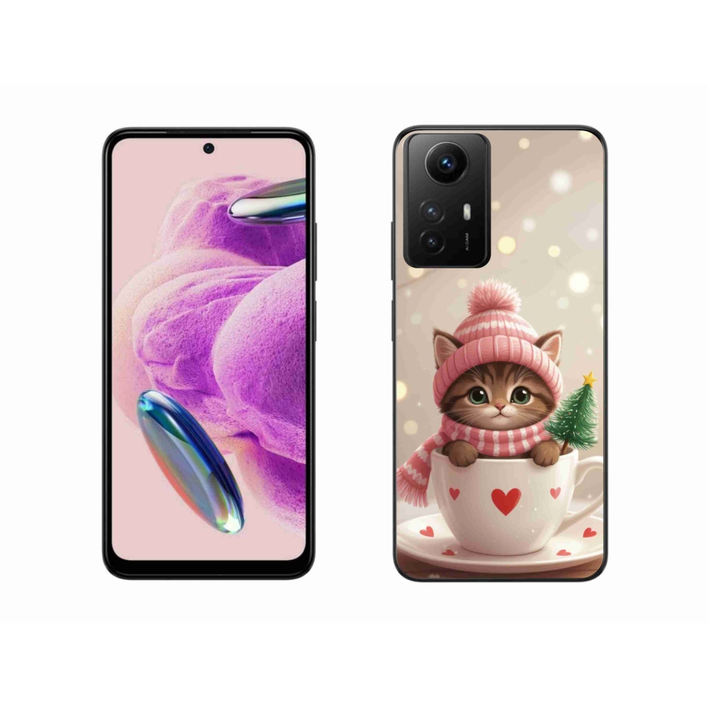 Gélový kryt mmCase na Xiaomi Redmi Note 12S - vianočné mačiatko v hrnčeku