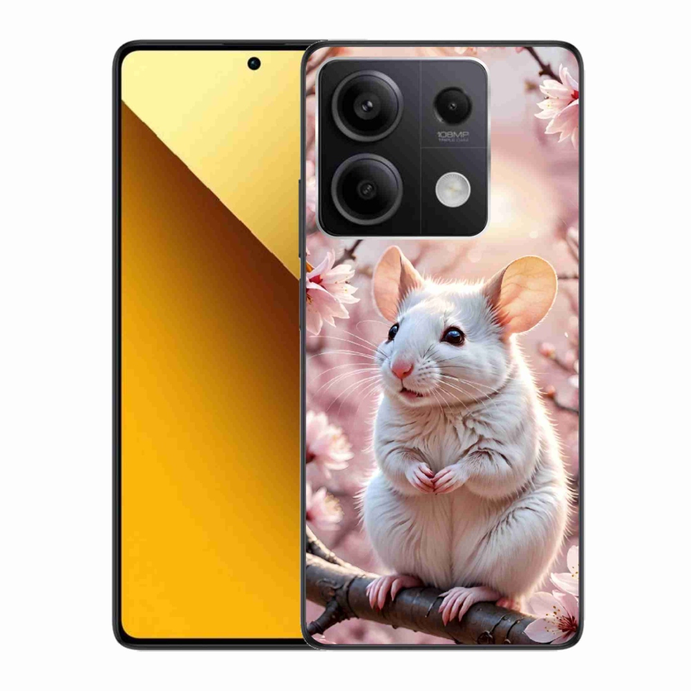 Gélový kryt mmCase na Xiaomi Redmi Note 13 5G - biela myš na vetve