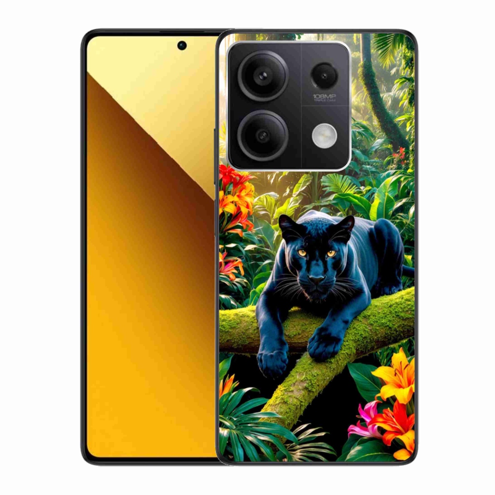 Gélový kryt mmCase na Xiaomi Redmi Note 13 5G - čierny panter v džungli