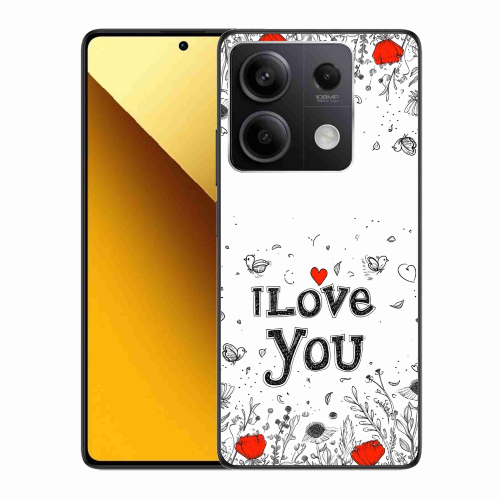 Gélový kryt mmCase na Xiaomi Redmi Note 13 5G - I love you biele pozadie