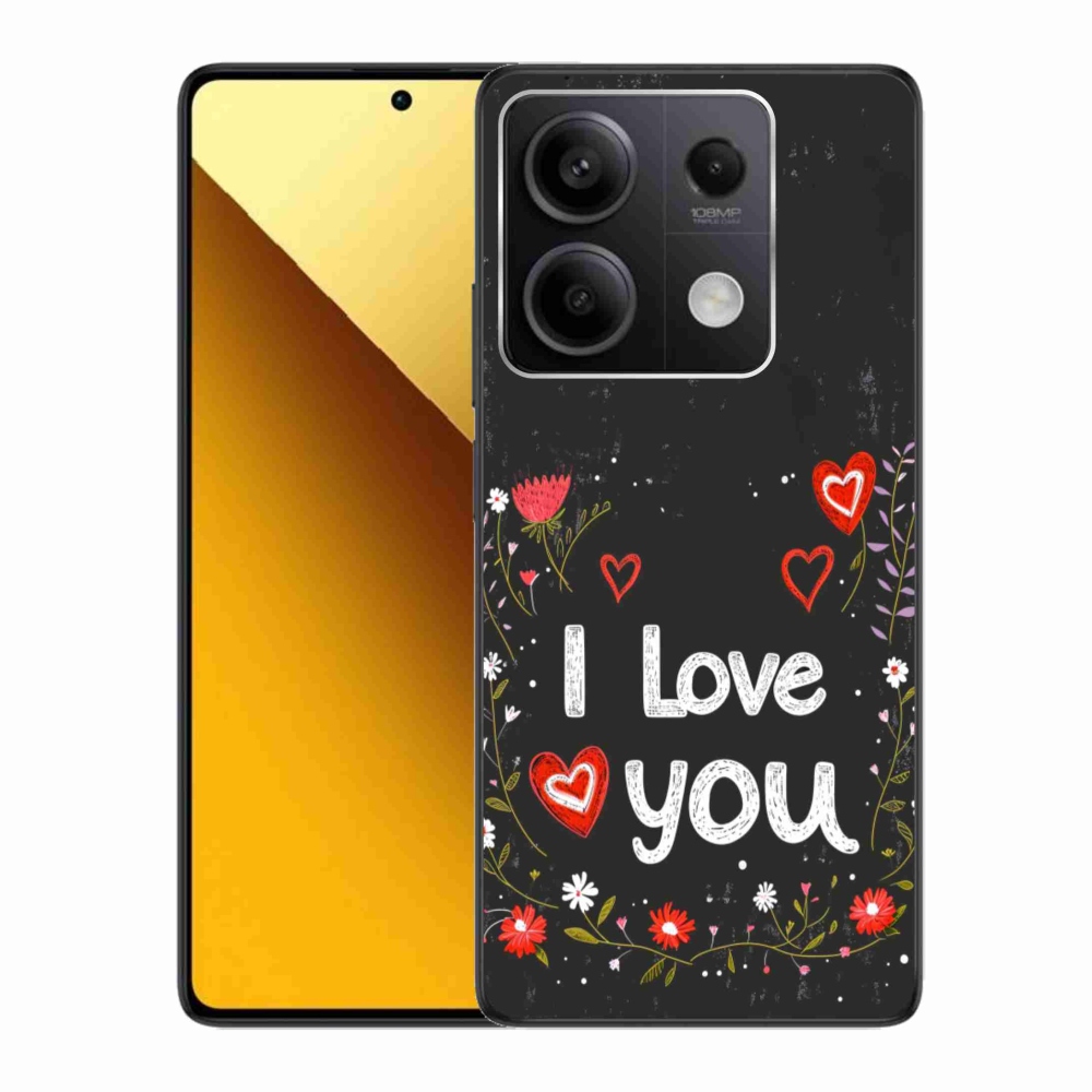 Gélový kryt mmCase na Xiaomi Redmi Note 13 5G - I love you čierne pozadie
