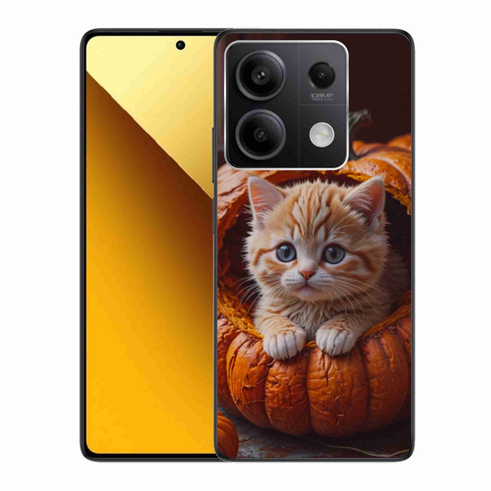 Gélový kryt mmCase na Xiaomi Redmi Note 13 5G - mačiatko a tekvica 2