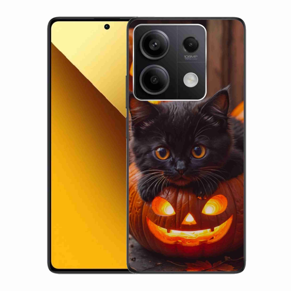 Gélový kryt mmCase na Xiaomi Redmi Note 13 5G - mačiatko a tekvica