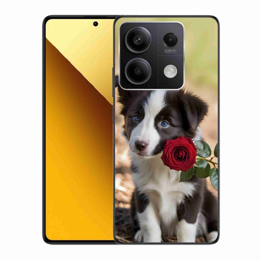 Gélový kryt mmCase na Xiaomi Redmi Note 13 5G - roztomilá border kólia s ružou