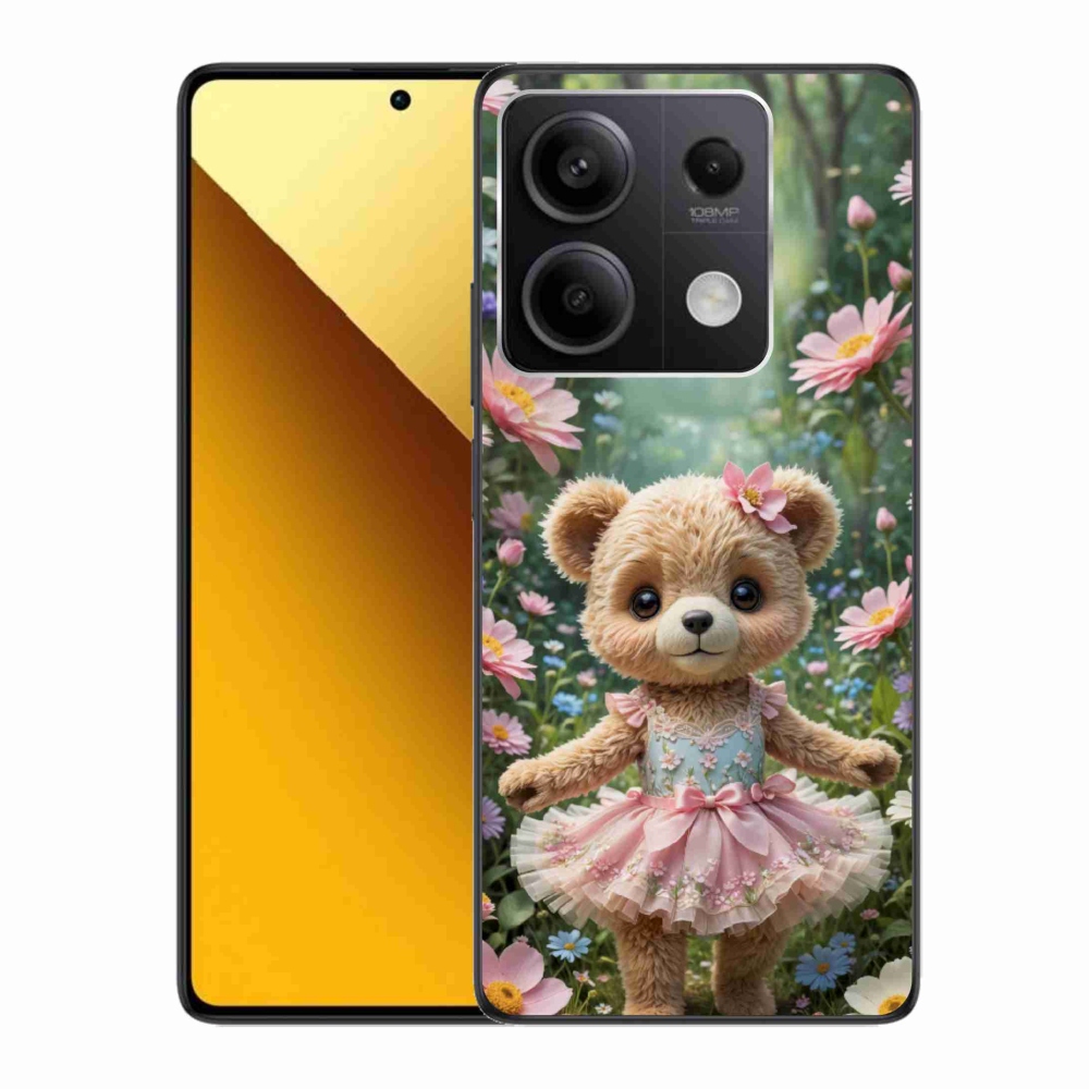 Gélový kryt mmCase na Xiaomi Redmi Note 13 5G - roztomilý medvedík v kvetoch