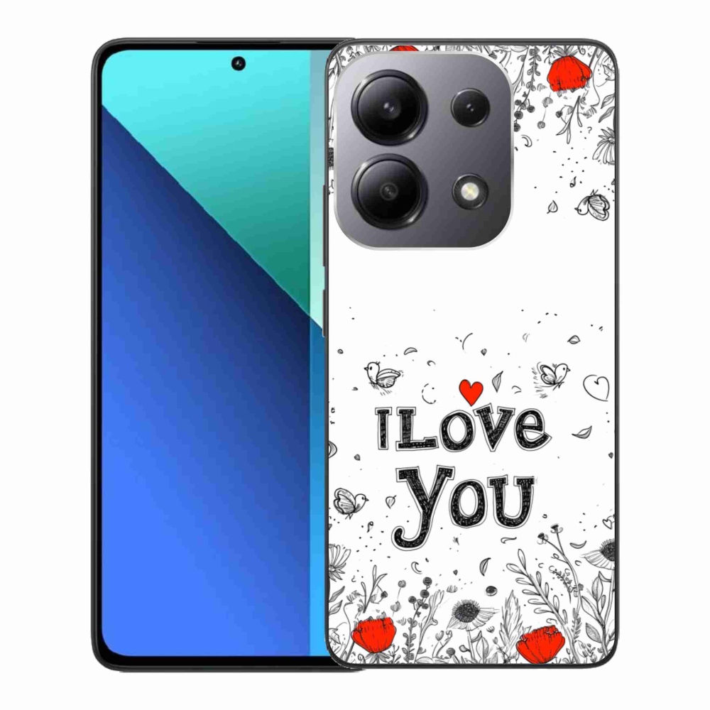 Gélový kryt mmCase na Xiaomi Redmi Note 13 - I love you biele pozadie