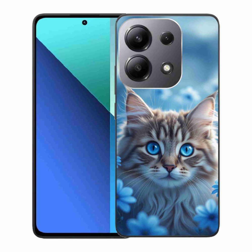 Gélový kryt mmCase na Xiaomi Redmi Note 13 - mačiatko v modrých kvetoch
