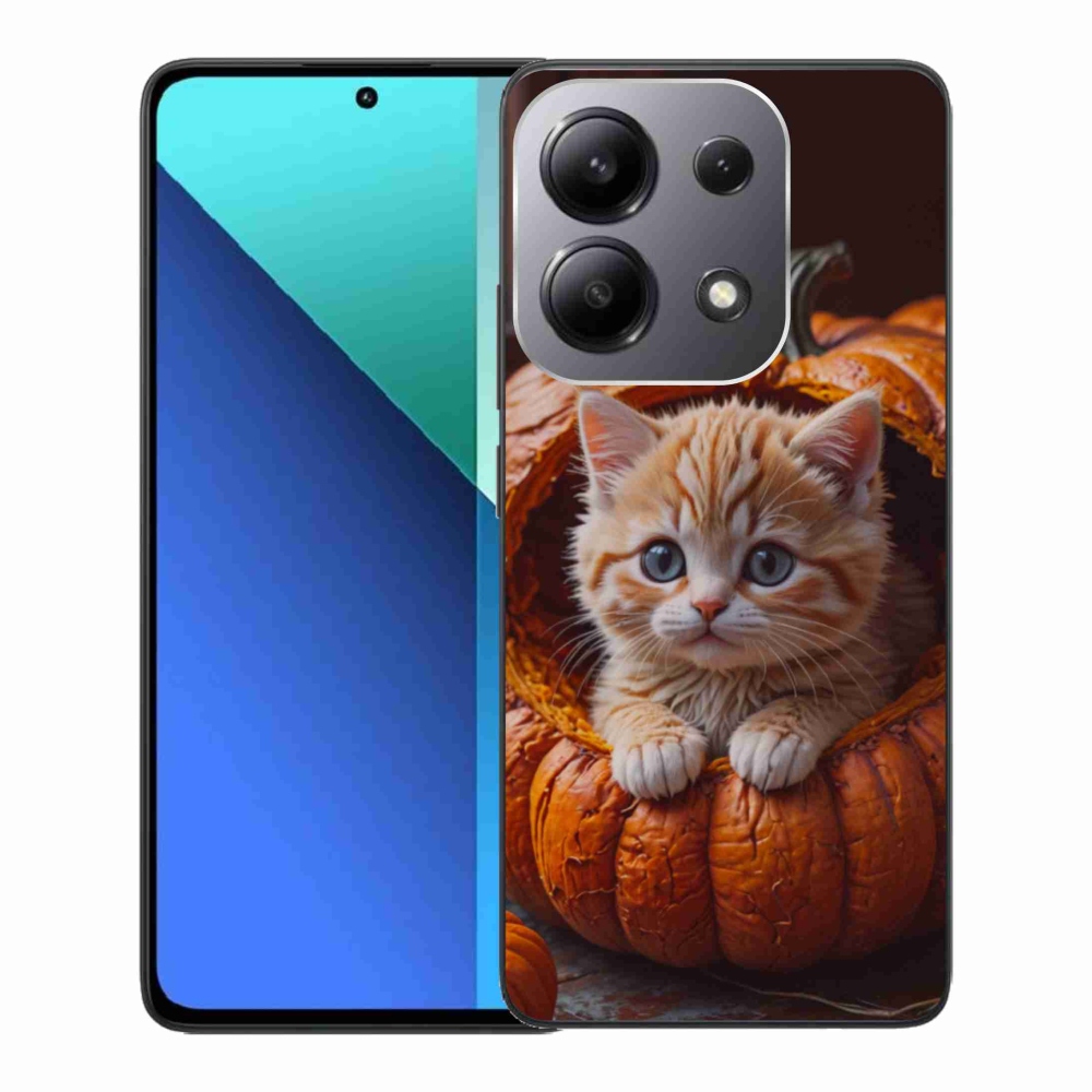 Gélový kryt mmCase na Xiaomi Redmi Note 13 - mačiatko a tekvica 2