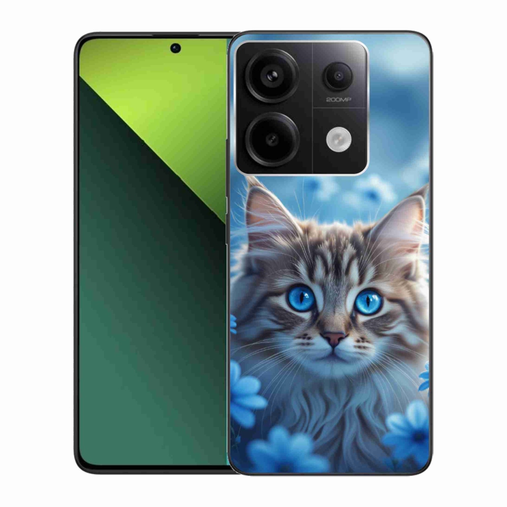 Gélový kryt mmCase na Xiaomi Redmi Note 13 Pre 5G/Poco X6 5G - mačiatko v modrých kvetoch