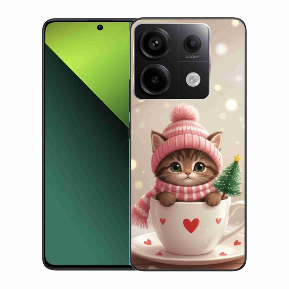 Gélový kryt mmCase na Xiaomi Redmi Note 13 Pre 5G/Poco X6 5G - vianočné mačiatko v hrnčeku