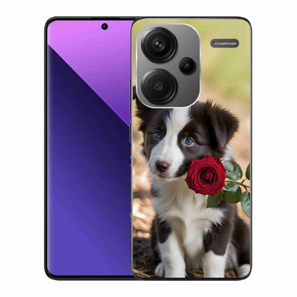Gélový kryt mmCase na Xiaomi Redmi Note 13 Pro+ 5G - roztomilá border kólia s ružou