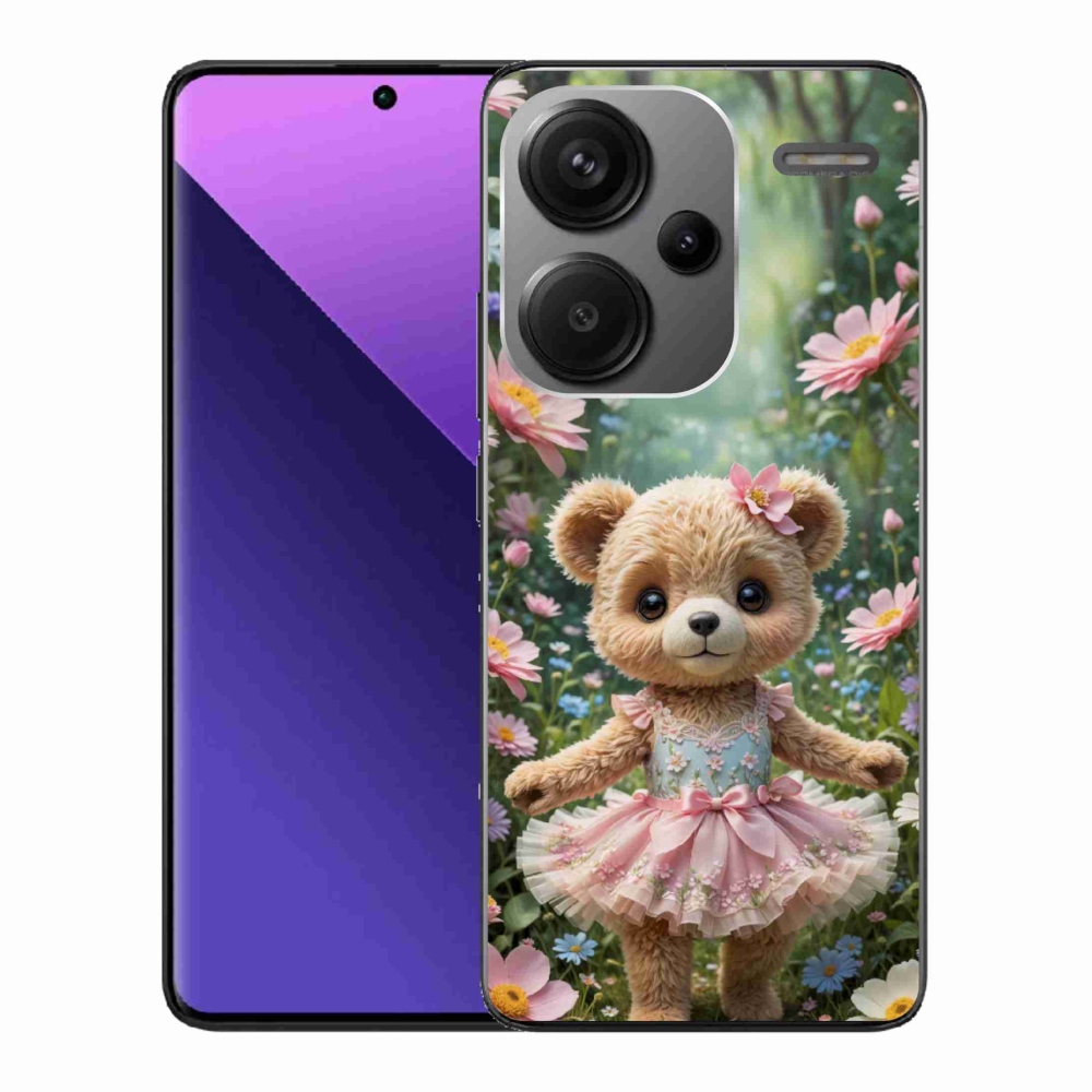 Gélový kryt mmCase na Xiaomi Redmi Note 13 Pro+ 5G - roztomilý medvedík v kvetoch