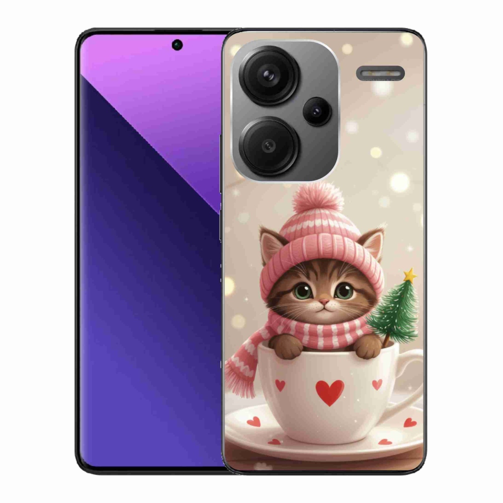 Gélový kryt mmCase na Xiaomi Redmi Note 13 Pro+ 5G - vianočné mačiatko v hrnčeku