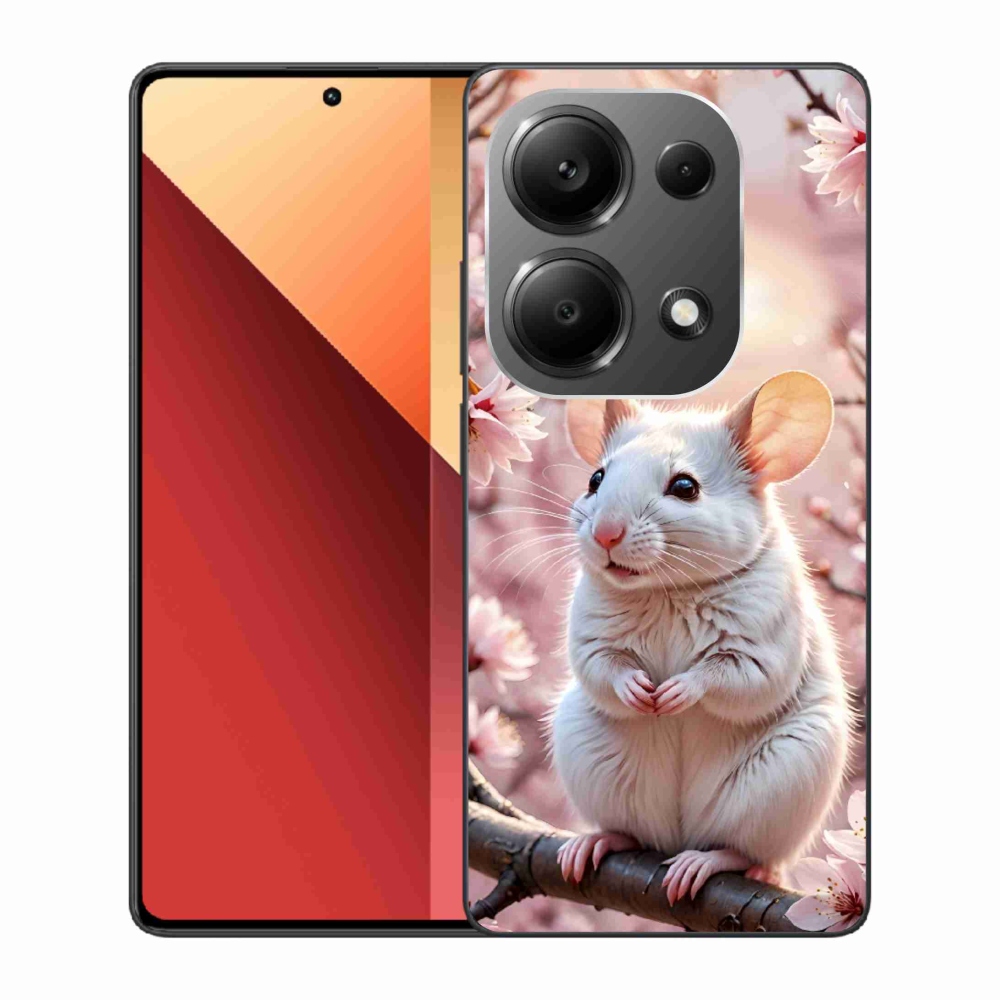 Gélový kryt mmCase na Xiaomi Redmi Note 13 Pro/Poco M6 Pro - biela myš na vetve