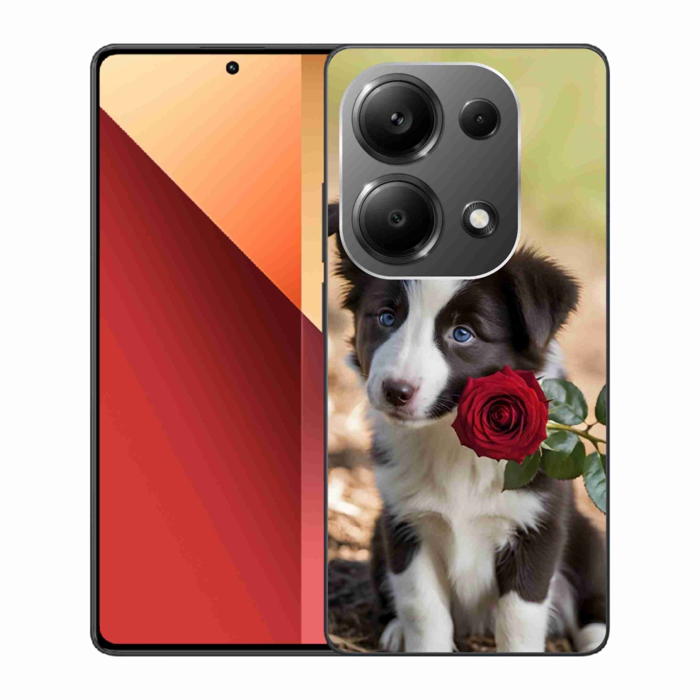 Gélový kryt mmCase na Xiaomi Redmi Note 13 Pro/Poco M6 Pro - roztomilá border kólia s ružou