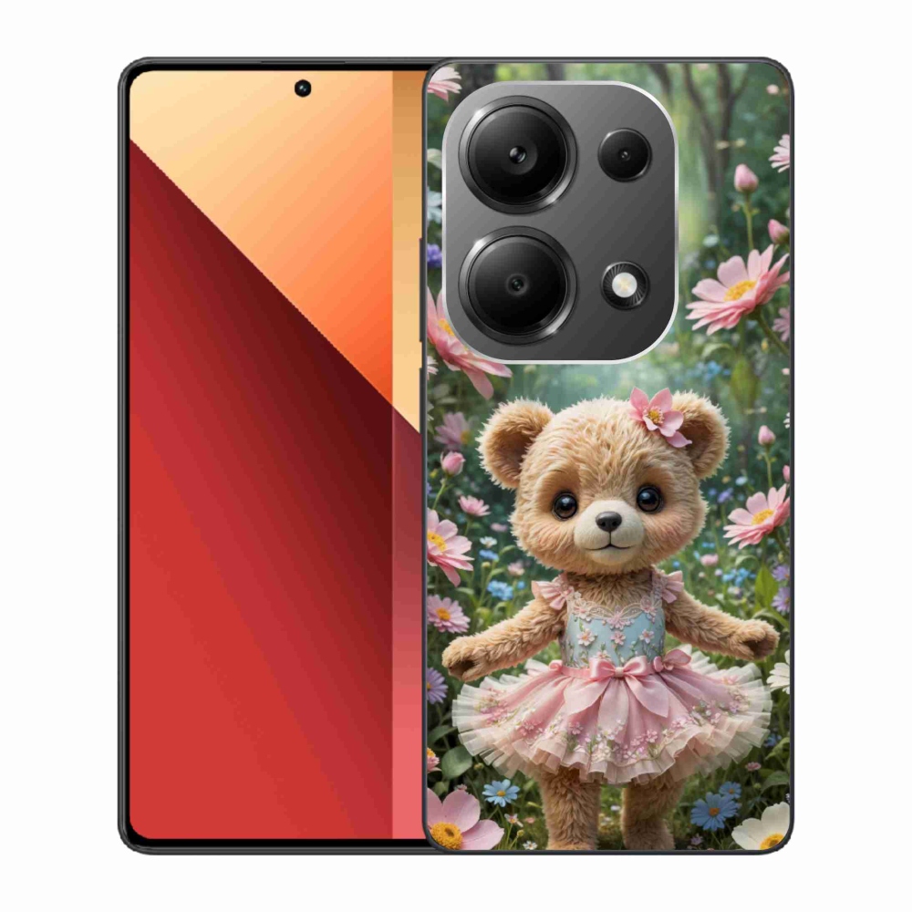 Gélový kryt mmCase na Xiaomi Redmi Note 13 Pro/Poco M6 Pro - roztomilý medvedík v kvetoch
