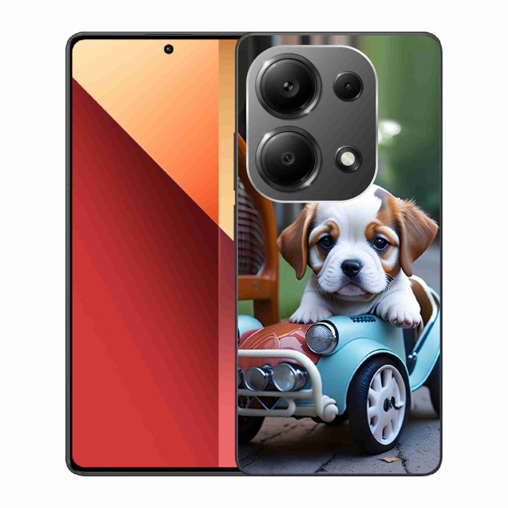 Gélový kryt mmCase na Xiaomi Redmi Note 13 Pro/Poco M6 Pro - šteňa v retro aute