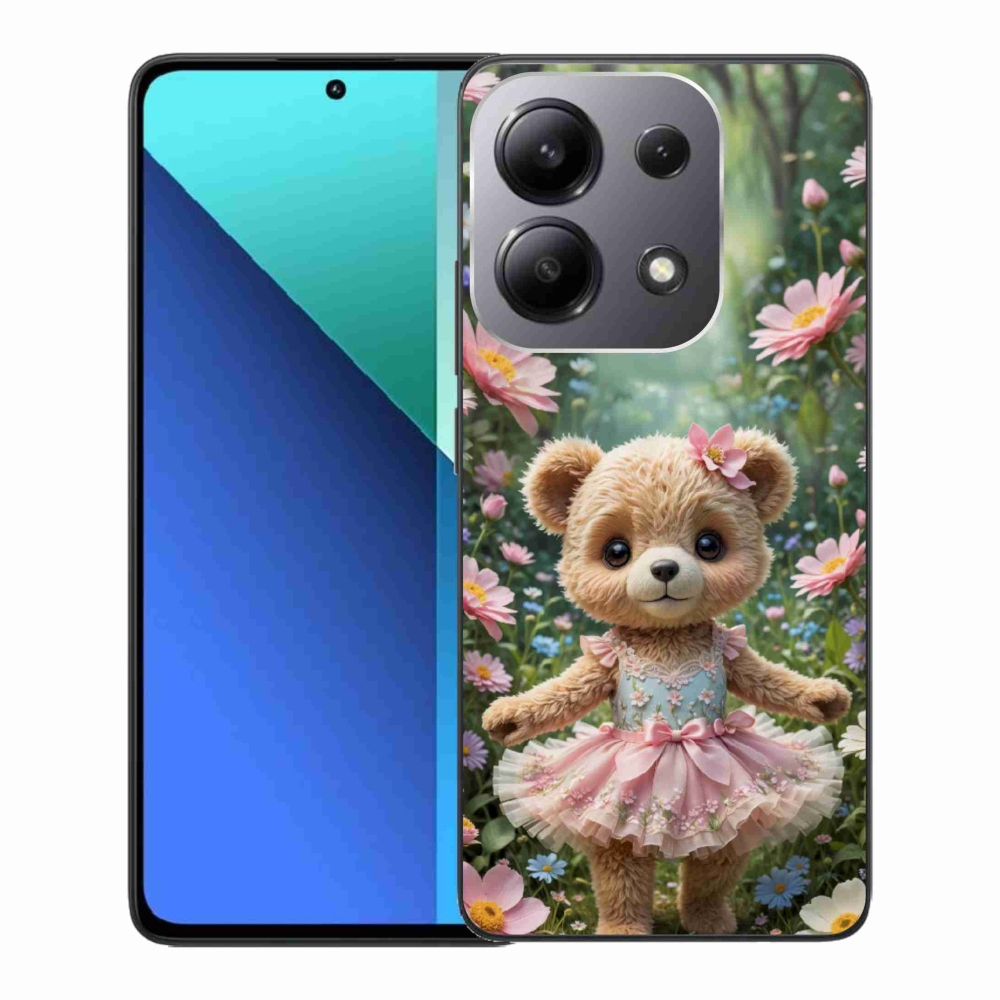 Gélový kryt mmCase na Xiaomi Redmi Note 13 - roztomilý medvedík v kvetoch