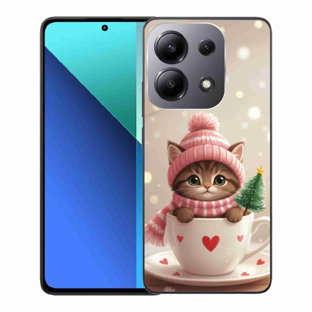 Gélový kryt mmCase na Xiaomi Redmi Note 13 - vianočné mačiatko v hrnčeku