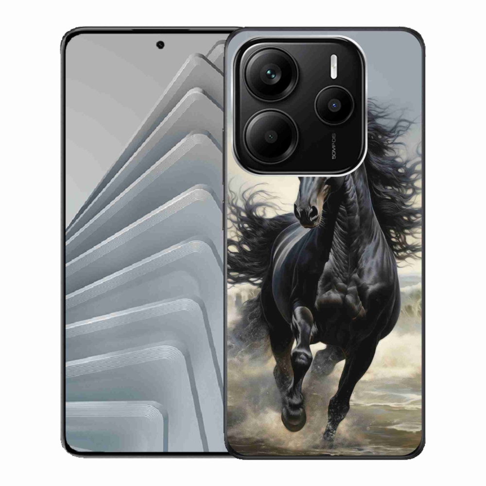 Gélový kryt mmCase na Xiaomi Redmi Note 14 5G - bežiaci čierny kôň