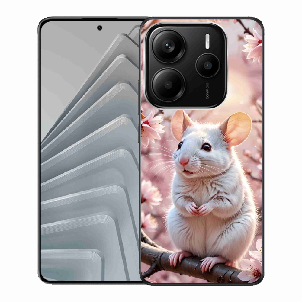 Gélový kryt mmCase na Xiaomi Redmi Note 14 5G - biela myš na vetve