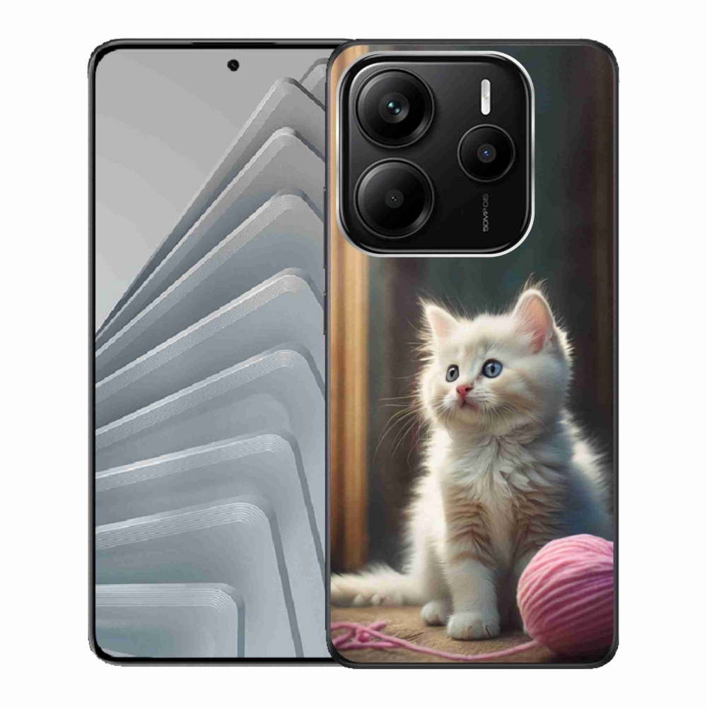 Gélový kryt mmCase na Xiaomi Redmi Note 14 5G - biele mačiatko 2