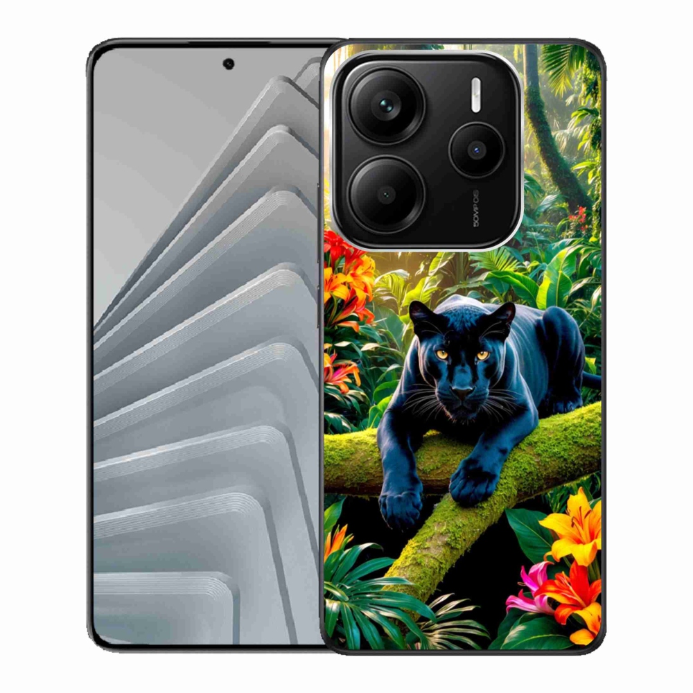 Gélový kryt mmCase na Xiaomi Redmi Note 14 5G - čierny panter v džungli