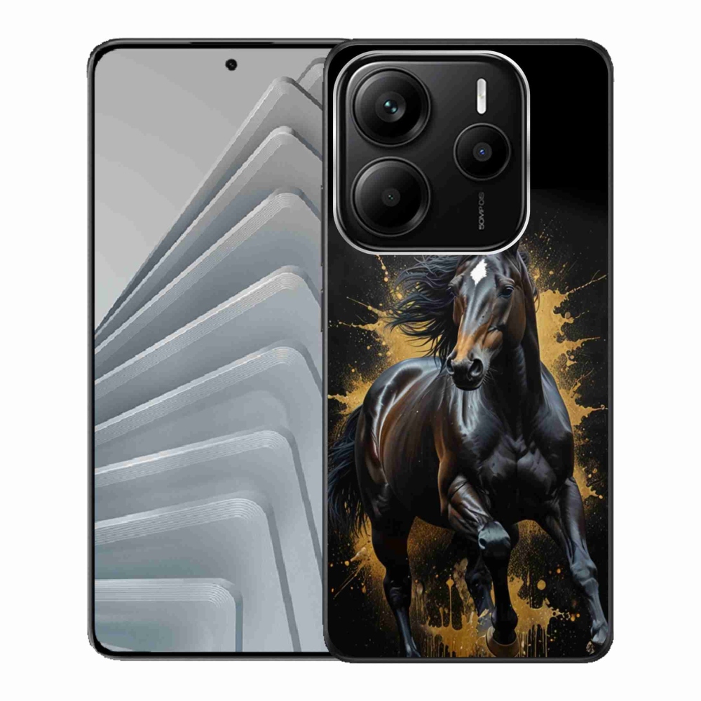 Gélový kryt mmCase na Xiaomi Redmi Note 14 5G - elegantný čierny žrebec