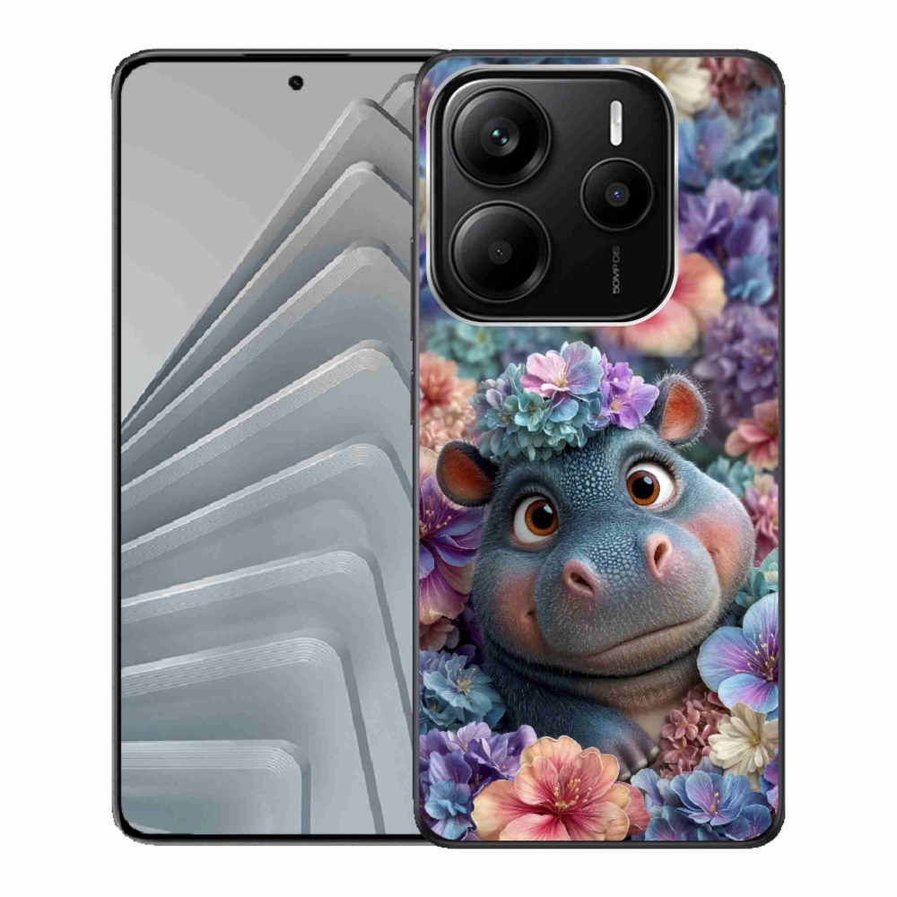 Gélový kryt mmCase na Xiaomi Redmi Note 14 5G - hrošík v kvetoch