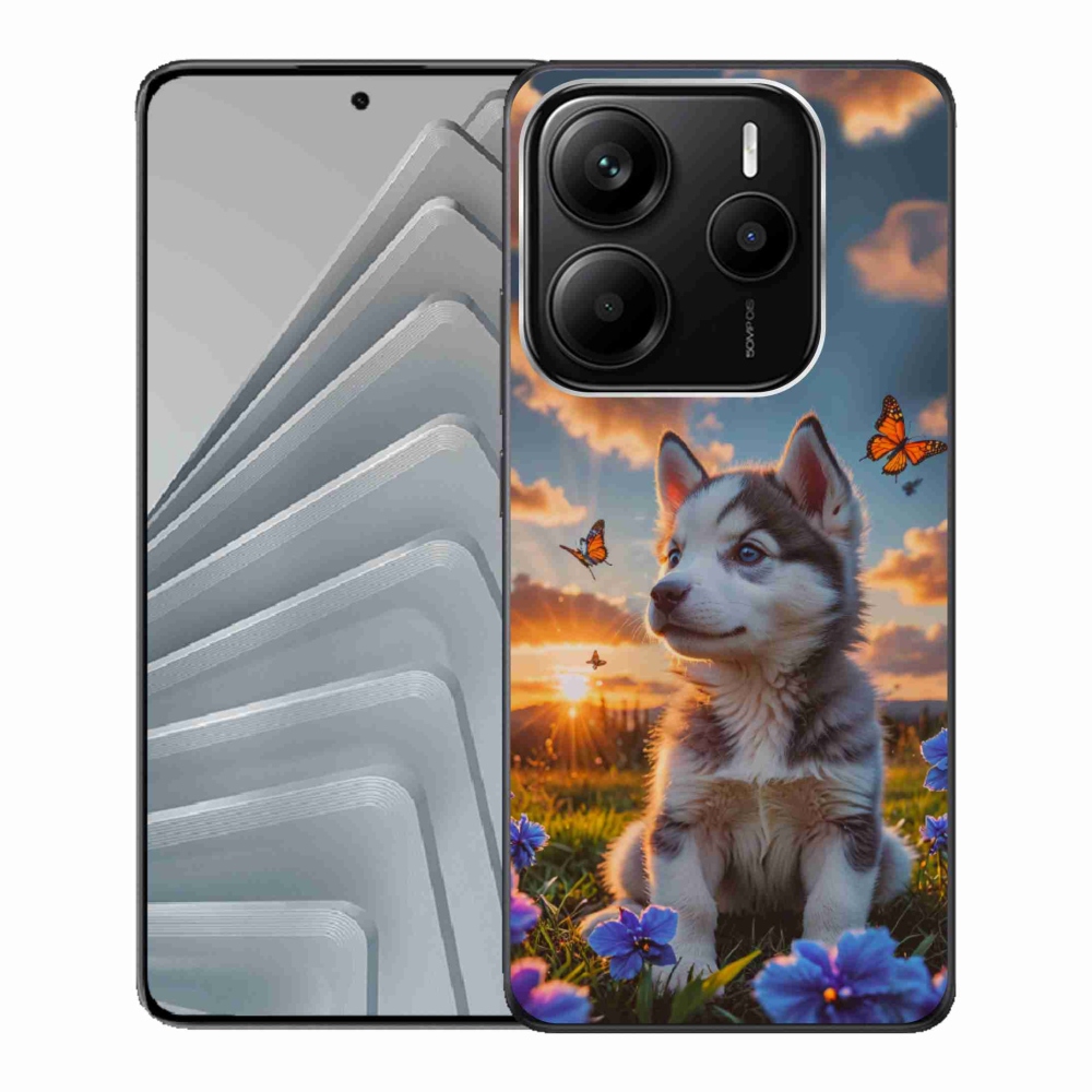 Gélový kryt mmCase na Xiaomi Redmi Note 14 5G - husky pri západe slnka