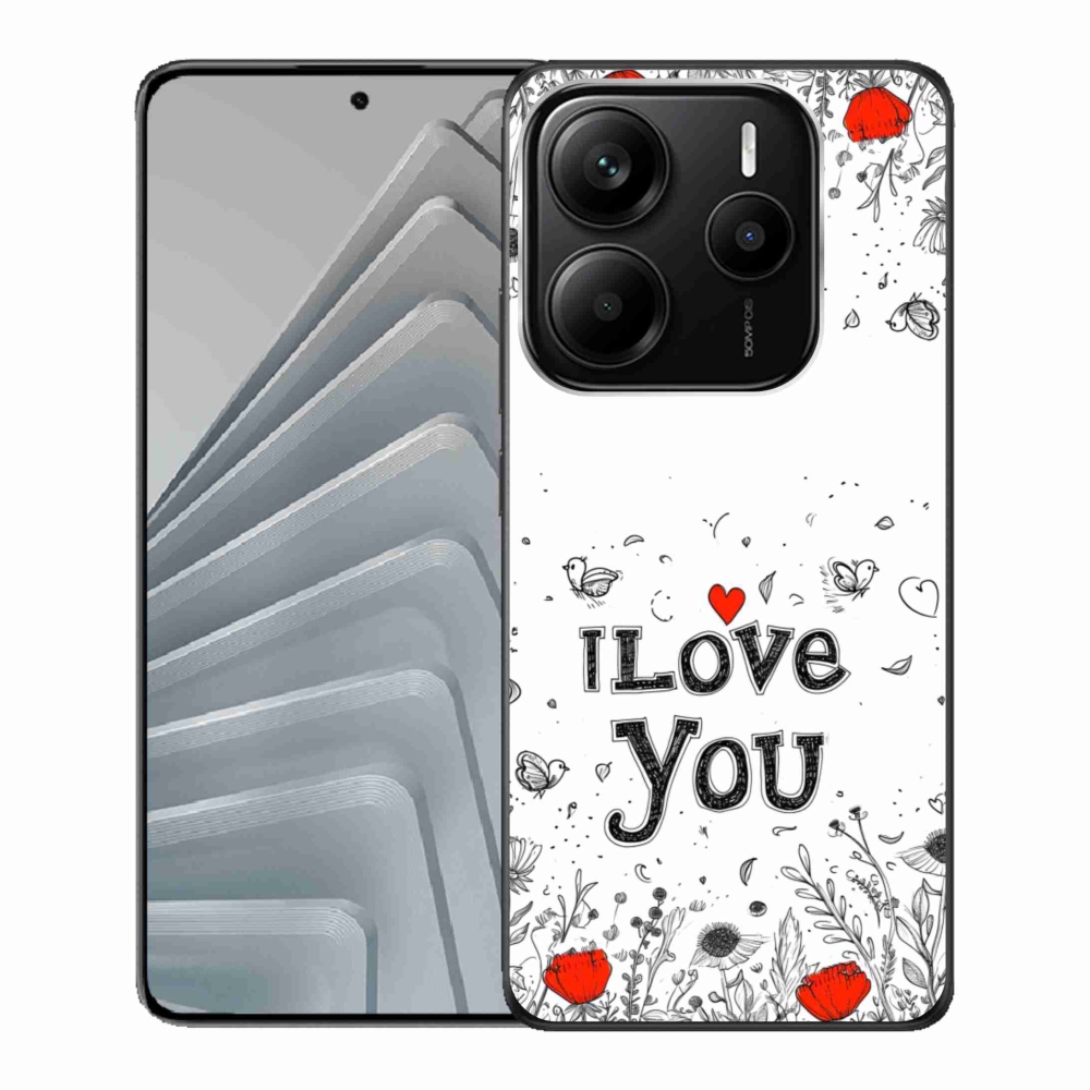 Gélový kryt mmCase na Xiaomi Redmi Note 14 5G - I love you biele pozadie