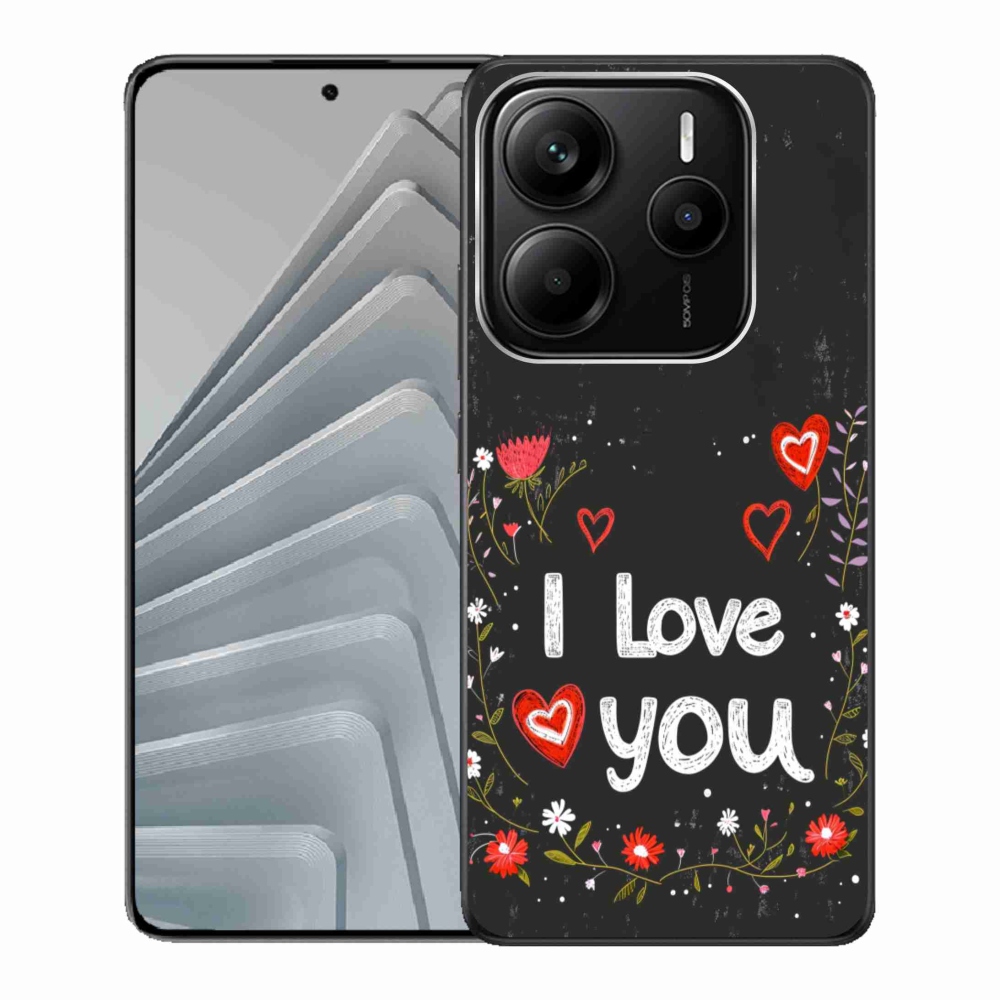 Gélový kryt mmCase na Xiaomi Redmi Note 14 5G - I love you čierne pozadie