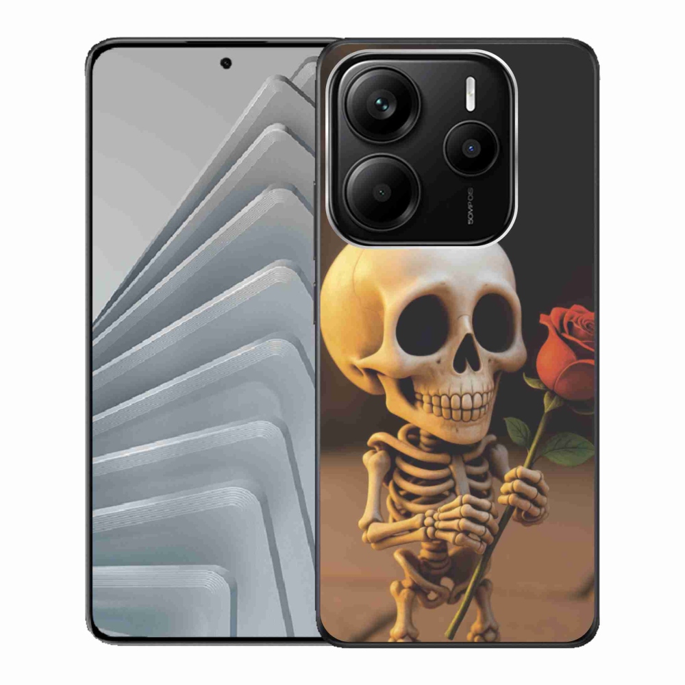 Gélový kryt mmCase na Xiaomi Redmi Note 14 5G - kostlivec s ružou