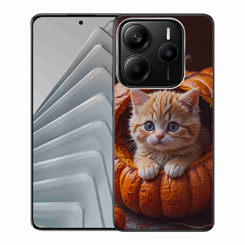Gélový kryt mmCase na Xiaomi Redmi Note 14 5G - mačiatko a tekvica 2