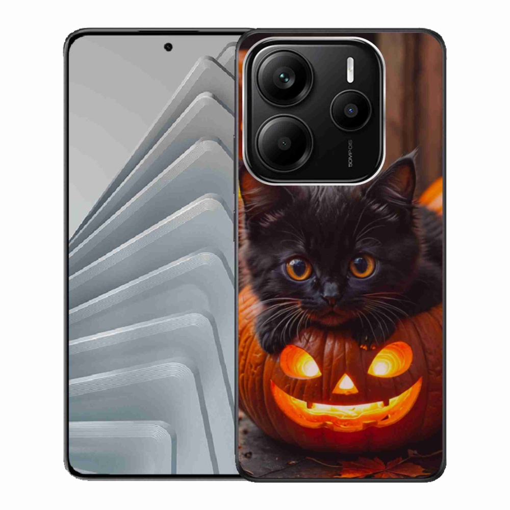 Gélový kryt mmCase na Xiaomi Redmi Note 14 5G - mačiatko a tekvica