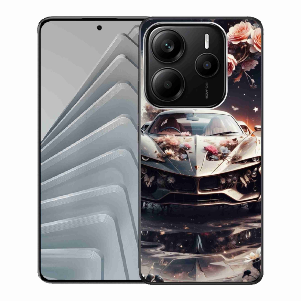 Gélový kryt mmCase na Xiaomi Redmi Note 14 5G - kvetinový športový automobil