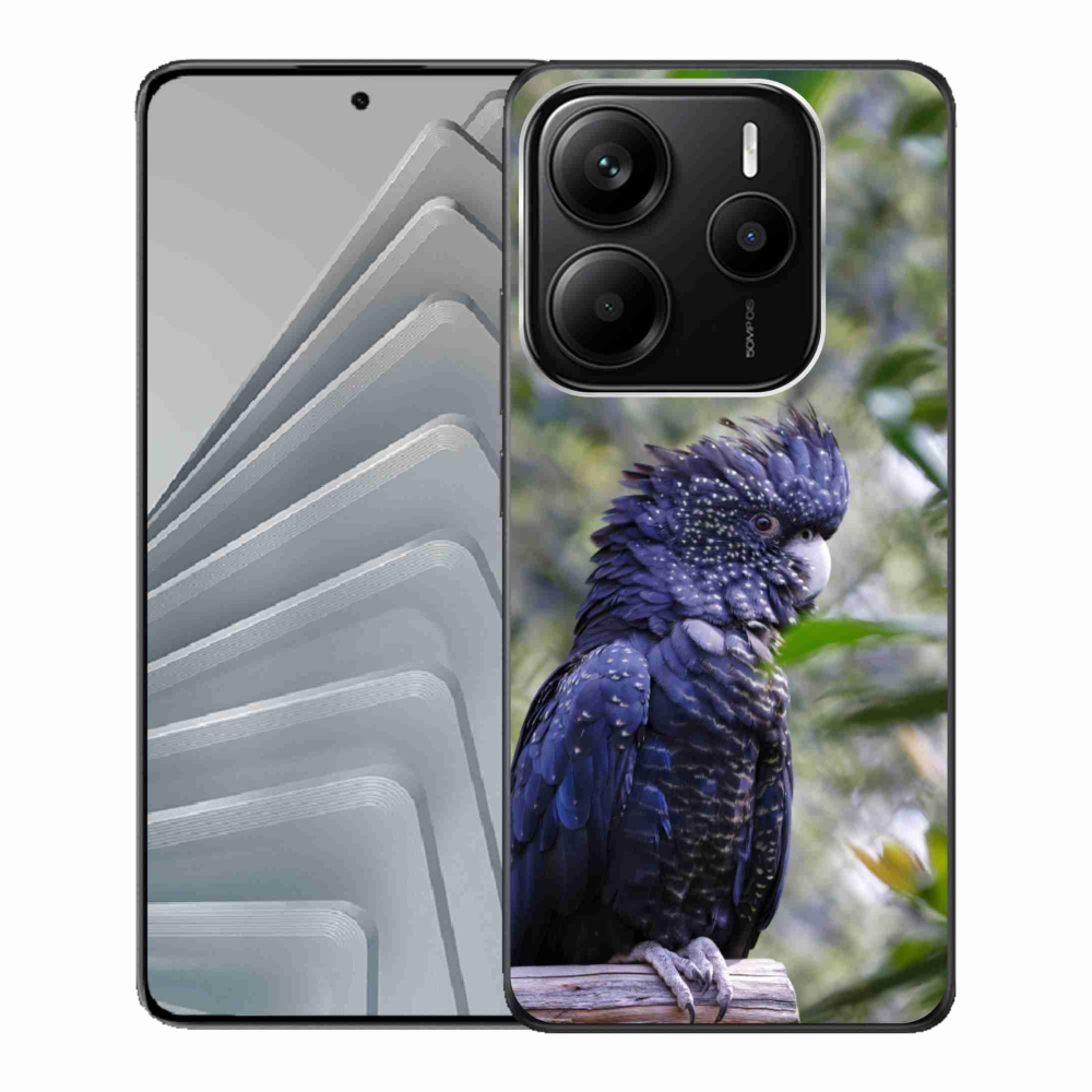 Gélový kryt mmCase na Xiaomi Redmi Note 14 5G - papagáj kakadu čierny