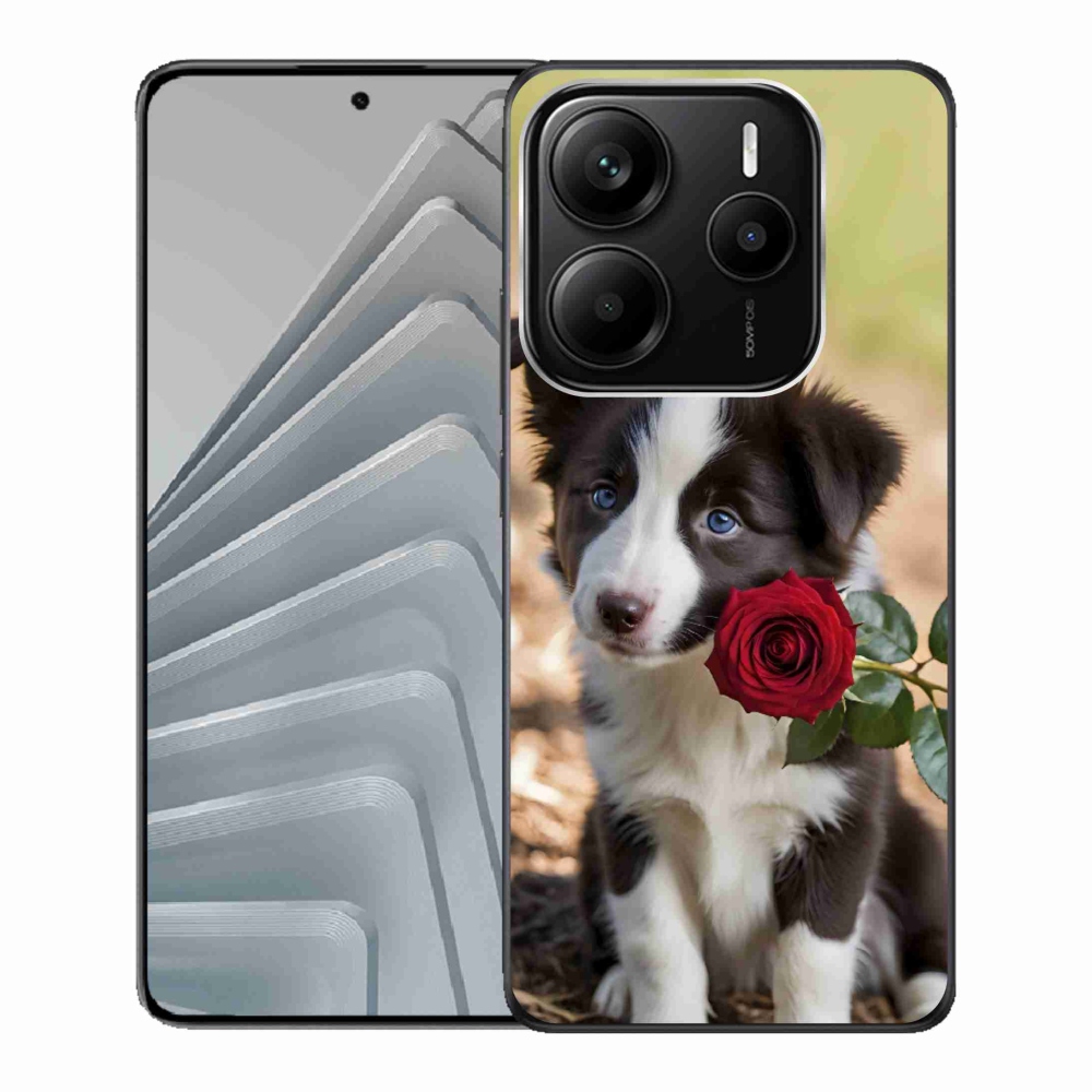 Gélový kryt mmCase na Xiaomi Redmi Note 14 5G - roztomilá border kólia s ružou