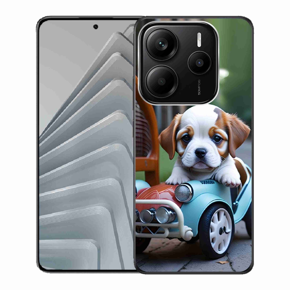 Gélový kryt mmCase na Xiaomi Redmi Note 14 5G - šteňa v retro aute