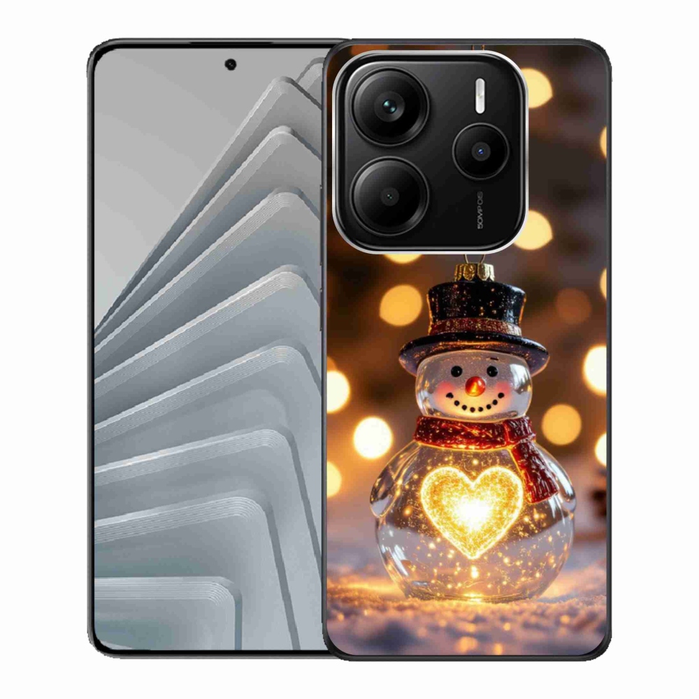 Gélový kryt mmCase na Xiaomi Redmi Note 14 5G - svietiaci vianočný snehuliak